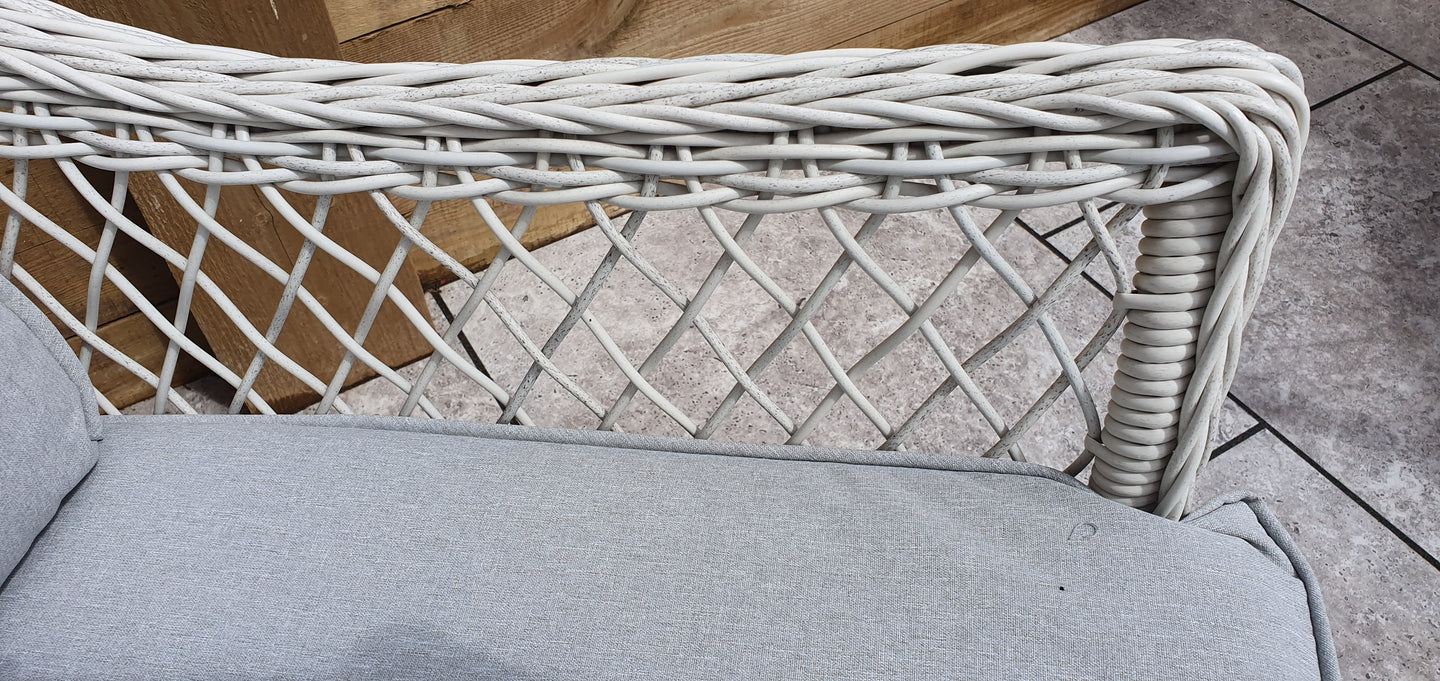 Signature Weave - Outdoor Furniture - Rose - 5 Seat Sofa Set With Coffee Table In Soft White Wicker